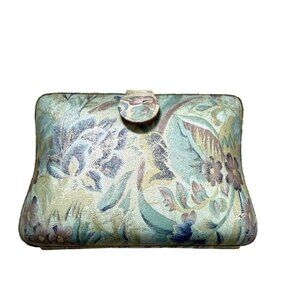 Vintage Clutch Purse Pastel Floral Hard Case Handmade Crossbody Spring